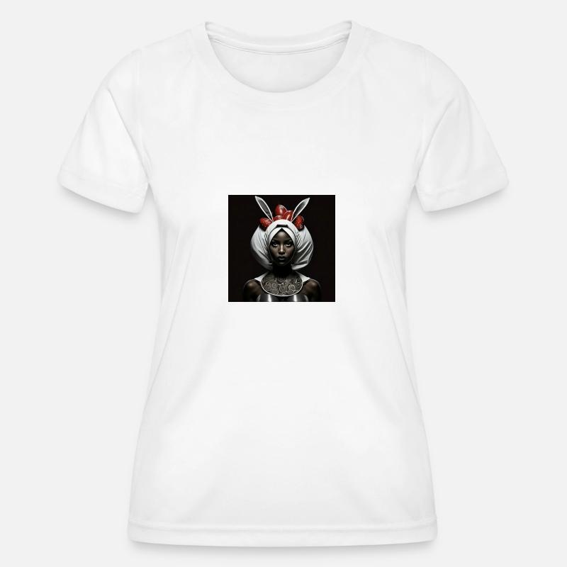 black women WHITE RABBIT HIDES EASTER EGGS - Women's Functional T-Shirt - white