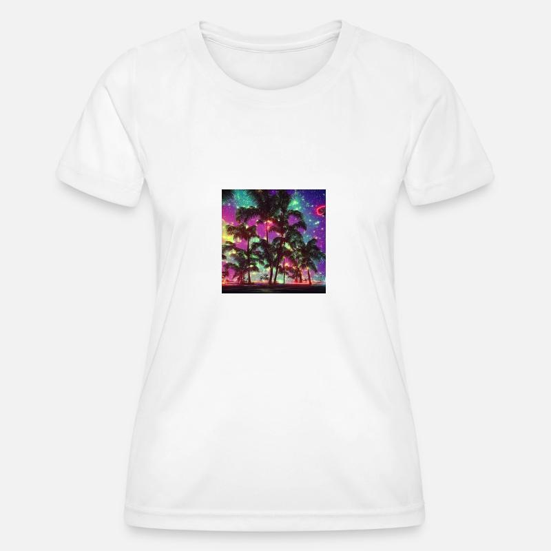 Neon Palm Beach - Women's Functional T-Shirt - white
