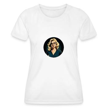 Vintage lady in comic look - Women's Functional T-Shirt - white - Front - AI Model Female 172 dark (172cm)