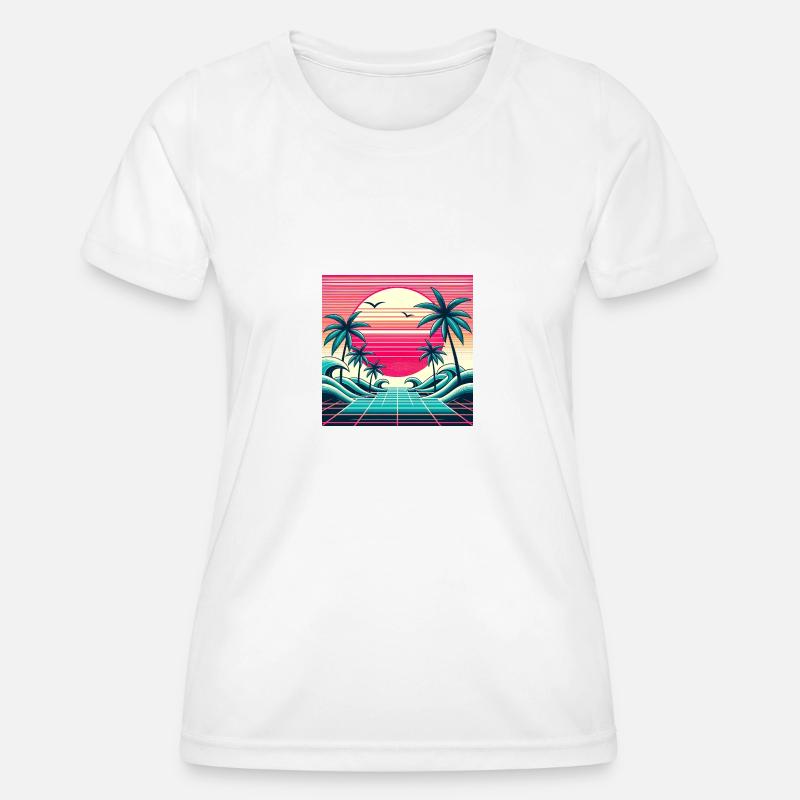 Retro Wave 80s Sunset - Women's Functional T-Shirt - white
