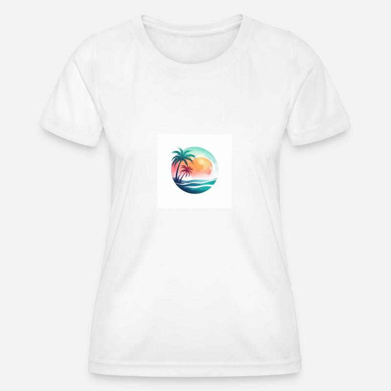 Beach sunset with palm trees - Women's Functional T-Shirt - white