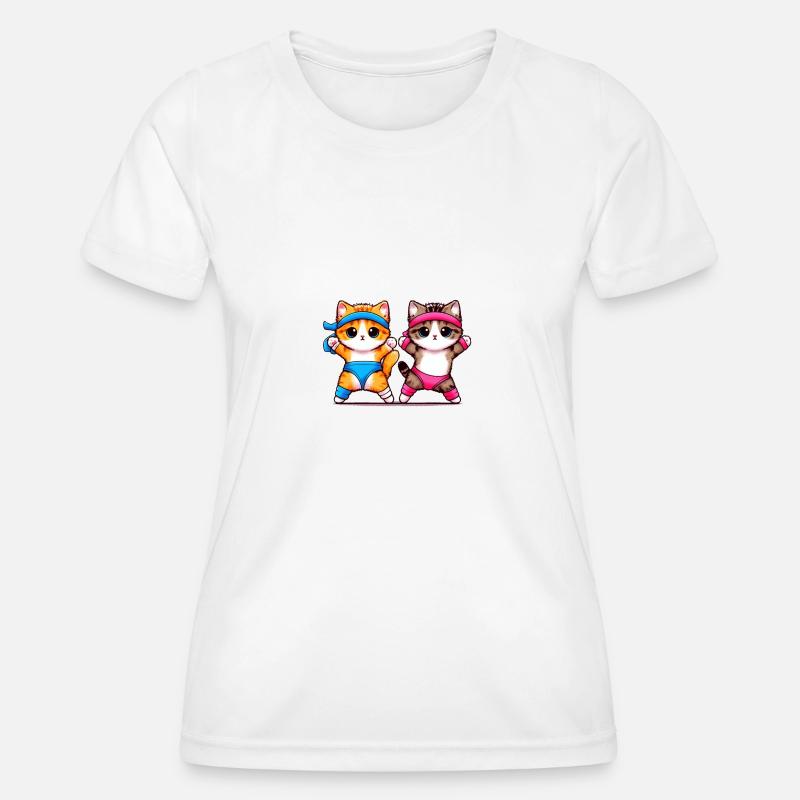 Aerobic kittens 80s style - Women's Functional T-Shirt - white