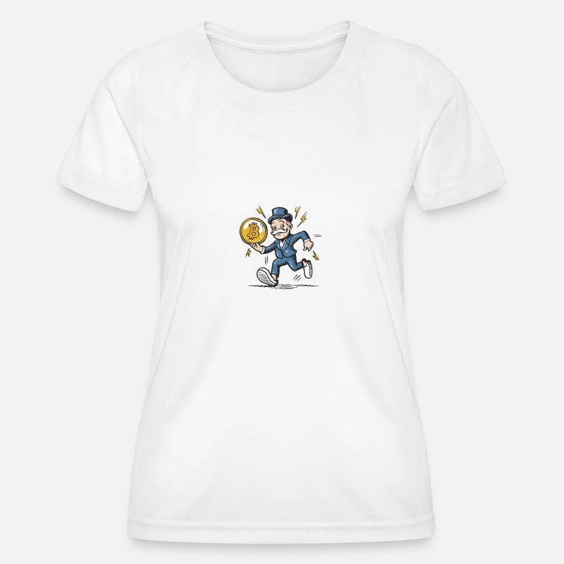 Mono poly Man holding Bitcoin - Women's Functional T-Shirt - white