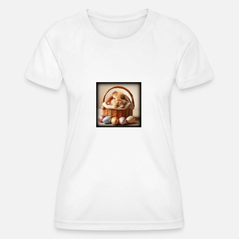 A cute bunny in a basket - Women's Functional T-Shirt - white