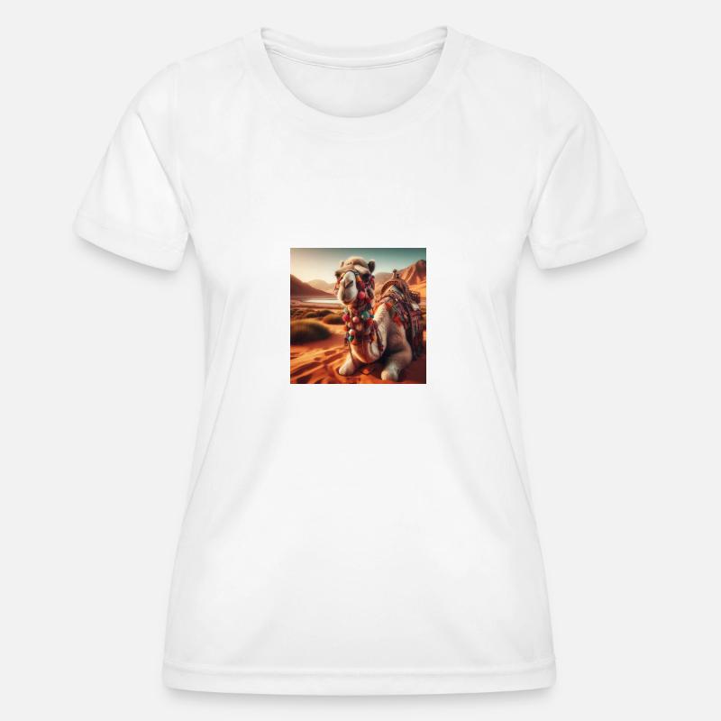 camel in a desert A1 - Women's Functional T-Shirt - white