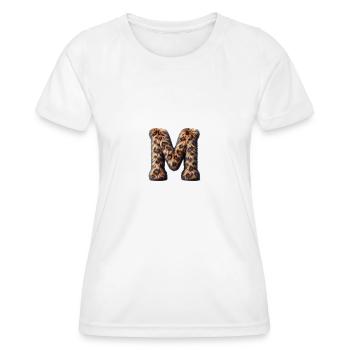 Lettre M moelleuse fourrure léopard - T-shirt sport Femme - blanc - Devant - AI Model Female 172 dark (172cm)