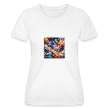 Vibrant Abstract Art - Women's Functional T-Shirt - white - Front - AI Model Female 172 dark (172cm)