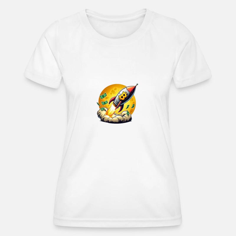 Bitcoin rocket to the moon - Women's Functional T-Shirt - white