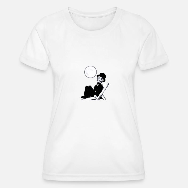 Charles Chaplin resting looking at the Moon - Women's Functional T-Shirt - white