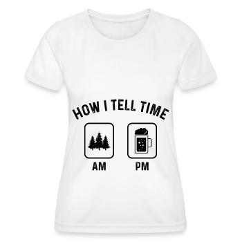 Comment dire l’heure sur PM 3 - (2) - T-shirt sport Femme - blanc - Devant - AI Model Female 172 dark (172cm)