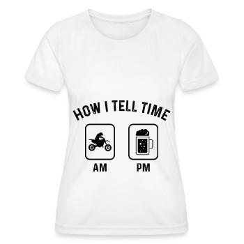 Wie sage ich Zeit am PM - (MOTORRAD) (2) - Frauen Funktions-T-Shirt - Weiß - Vorne - AI Model Female 172 dark (172cm)
