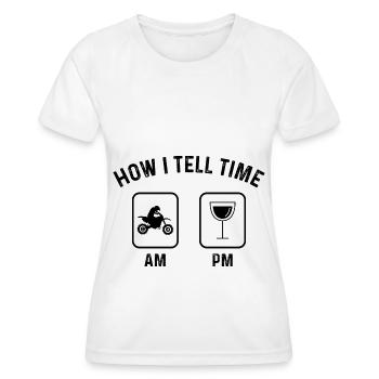 How to say time at PM - (MOTORCYCLE) - Women's Functional T-Shirt - white - Front - AI Model Female 172 dark (172cm)