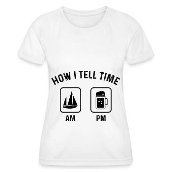 Wie sage ich Zeit am PM - (2) - Frauen Funktions-T-Shirt - Weiß - Vorne - AI Model Female 172 dark (172cm)