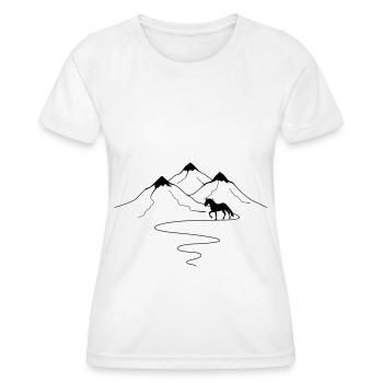 Courbes des sentiers de montagne et cheval - (2) - T-shirt sport Femme - blanc - Devant - AI Model Female 172 dark (172cm)