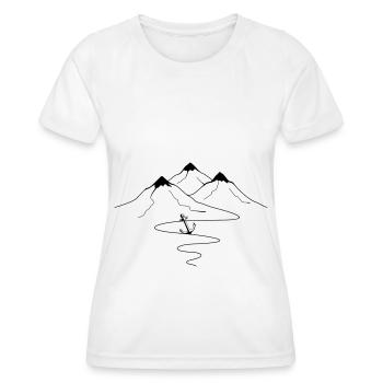 Courbes des sentiers de montagne et voilier - (2) - T-shirt sport Femme - blanc - Devant - AI Model Female 172 dark (172cm)