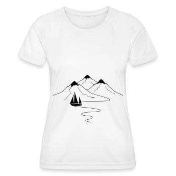 Courbes des sentiers de montagne et voilier - - T-shirt sport Femme - blanc - Devant - AI Model Female 172 dark (172cm)
