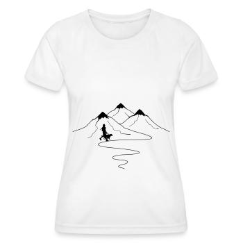 Mountain trail curves and dog - (do) - Women's Functional T-Shirt - white - Front - AI Model Female 172 dark (172cm)