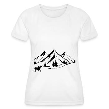 Montagne 1 et Cheval - - T-shirt sport Femme - blanc - Devant - AI Model Female 172 dark (172cm)