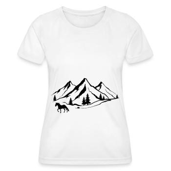 Mountain 1 and Horse - (2) - Women's Functional T-Shirt - white - Front - AI Model Female 172 dark (172cm)
