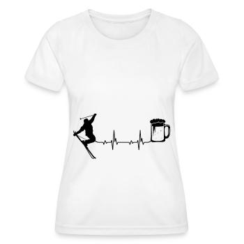 Heartbeat Beer & Skiing - (2) - Women's Functional T-Shirt - white - Front - AI Model Female 172 dark (172cm)