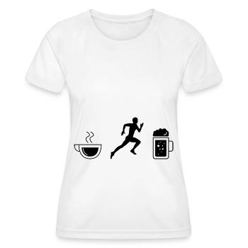 Café Bière et course à pied - (2) - T-shirt sport Femme - blanc - Devant - AI Model Female 172 dark (172cm)