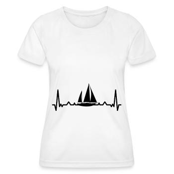 Herzschlag und Segelboot - - Frauen Funktions-T-Shirt - Weiß - Vorne - AI Model Female 172 dark (172cm)