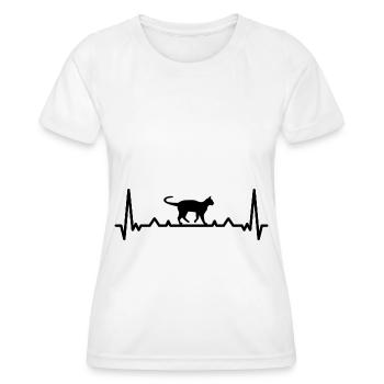 Battement de cœur et chat - - T-shirt sport Femme - blanc - Devant - AI Model Female 172 dark (172cm)