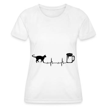 Heartbeat Beer and Cat - - Women's Functional T-Shirt - white - Front - AI Model Female 172 dark (172cm)