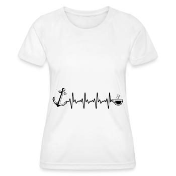 Heartbeat Kaffee und Segelboot - (2) - Frauen Funktions-T-Shirt - Weiß - Vorne - AI Model Female 172 dark (172cm)