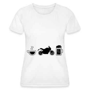 Kaffeebier und Motorrad - (MOTORRAD) - Frauen Funktions-T-Shirt - Weiß - Vorne - AI Model Female 172 dark (172cm)