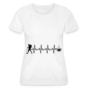 Café Heartbeat et Randonnée - (2) - T-shirt sport Femme - blanc - Devant - AI Model Female 172 dark (172cm)