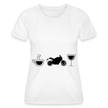 Kaffeewein und Motorrad - (MOTORRAD) - Frauen Funktions-T-Shirt - Weiß - Vorne - AI Model Female 172 dark (172cm)