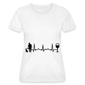 Heartbeat vin et chien - (4) - T-shirt sport Femme - blanc - Devant - AI Model Female 172 dark (172cm)