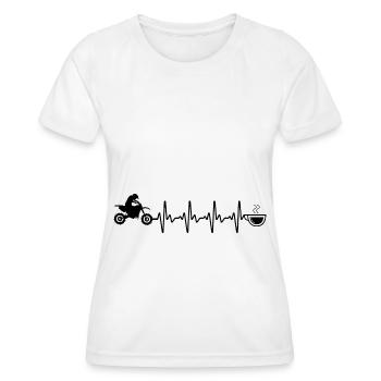 Heartbeat Coffee and Motorcycle - (MOTORCYCLE) (2) - Women's Functional T-Shirt - white - Front - AI Model Female 172 dark (172cm)