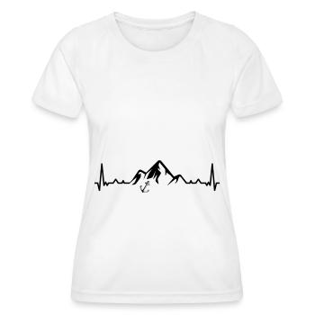 Heartbeat Mountain 1 et voilier - (2) - T-shirt sport Femme - blanc - Devant - AI Model Female 172 dark (172cm)