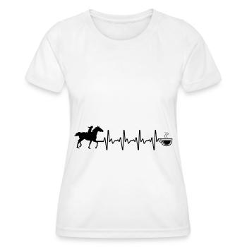 Heartbeat café et cheval - (2) - T-shirt sport Femme - blanc - Devant - AI Model Female 172 dark (172cm)