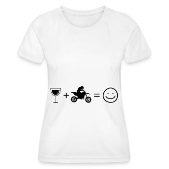 Wine Smile Face and Motorcycle - (MOTORCYCLE) - Women's Functional T-Shirt - white - Front - AI Model Female 172 dark (172cm)
