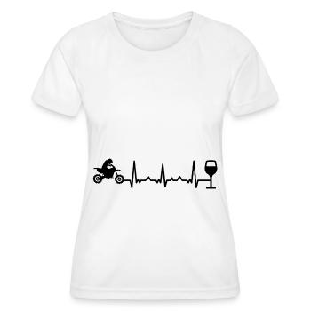 Heartbeat wine and motorcycle - (MOTORCYCLE) (2) - Women's Functional T-Shirt - white - Front - AI Model Female 172 dark (172cm)