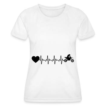 Heartbeat Heart and Motorcycle - (MOTORCYCLE) (2) - Women's Functional T-Shirt - white - Front - AI Model Female 172 dark (172cm)