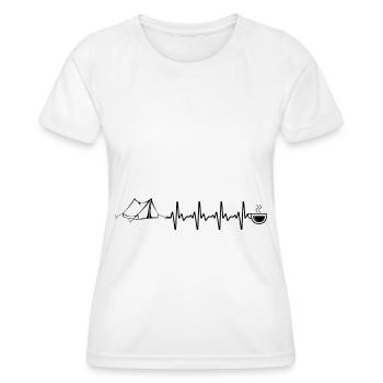 Heartbeat Coffee and Camping - (2) - Women's Functional T-Shirt - white - Front - AI Model Female 172 dark (172cm)
