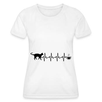 Heartbeat coffee and cat - - Women's Functional T-Shirt - white - Front - AI Model Female 172 dark (172cm)