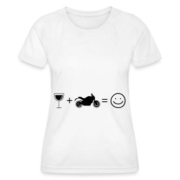 Wine Smile Face and Motorcycle 1 - (MOTORCYCLE) - Women's Functional T-Shirt - white - Front - AI Model Female 172 dark (172cm)