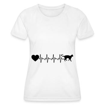 Heartbeat heart and cat - - Women's Functional T-Shirt - white - Front - AI Model Female 172 dark (172cm)