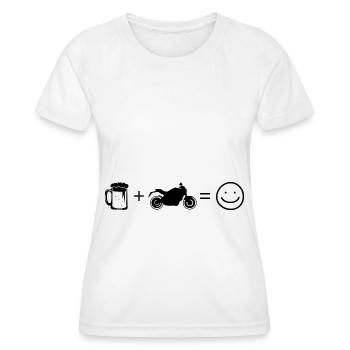 Beer Smile Face and Motorcycle 1 - (MOTORCYCLE) - Women's Functional T-Shirt - white - Front - AI Model Female 172 dark (172cm)