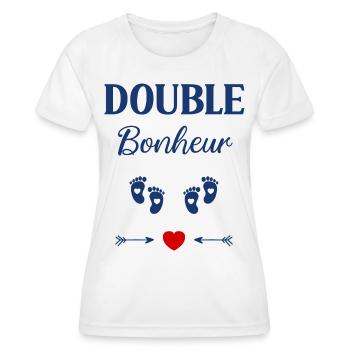 Double bonheur - T-shirt sport Femme - blanc - Devant - AI Model Female 172 dark (172cm)
