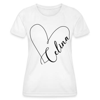 Celina Nom Ligne de coeur - T-shirt sport Femme - blanc - Devant - AI Model Female 172 dark (172cm)