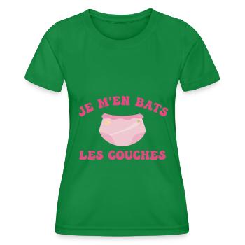Je m'en bats les couches - T-shirt sport Femme - vert - Devant - AI Model Female 172 dark (172cm)