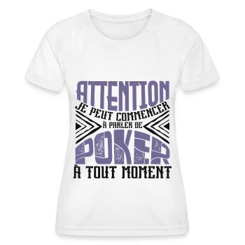 Avertissement, Poker à tout moment. - T-shirt sport Femme - blanc - Devant - AI Model Female 172 dark (172cm)