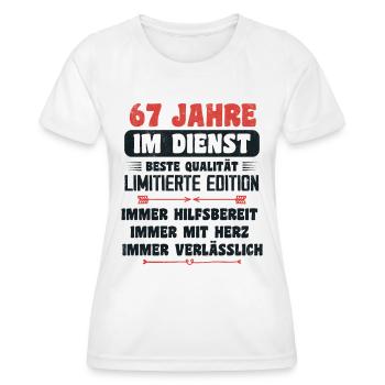 67 Jahre im Dienst 67 Jähriges Dienstjubiläum - Frauen Funktions-T-Shirt - Weiß - Vorne - AI Model Female 172 dark (172cm)