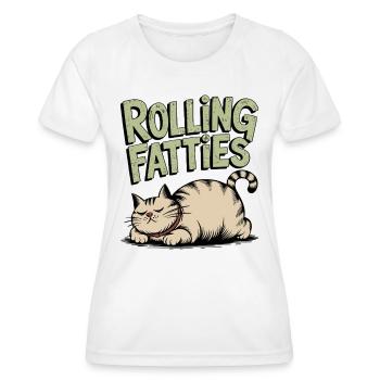 Rolling Fatties Katze Humor - Frauen Funktions-T-Shirt - Weiß - Vorne - AI Model Female 172 dark (172cm)